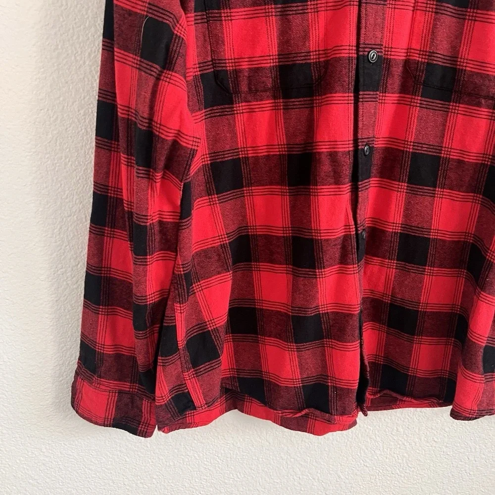 Men's Red Black Buffalo Plaid Flannel Shirt  XL Grunge Workwear Lumberjack Gap